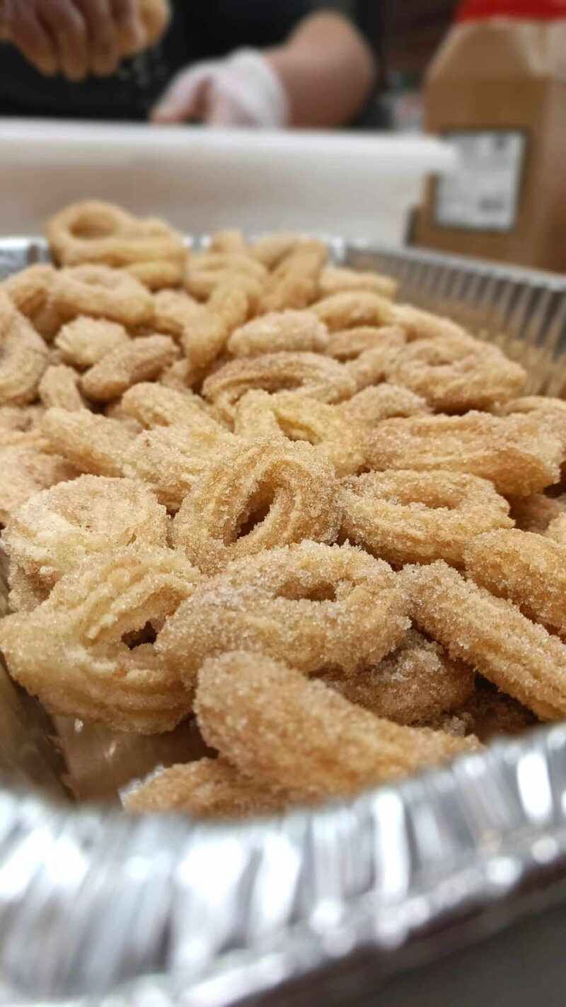 Original churros tray: crispy cinnamon sugar mini churro loops.